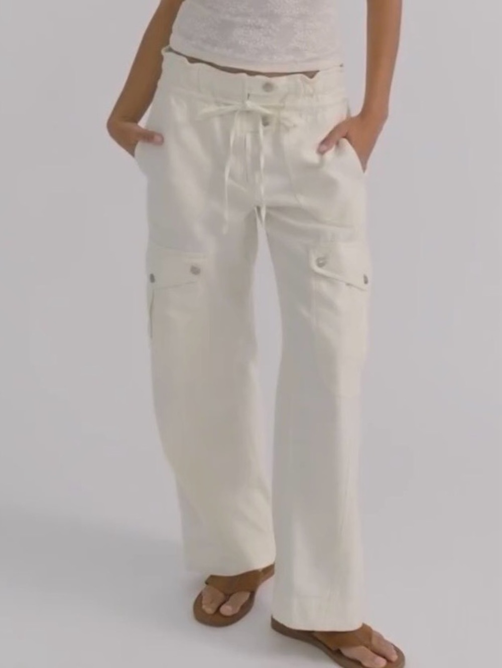 NEW*FREE PEOPLE Park Ave Cargo Pants White*Sm*MSRP $148*NEW